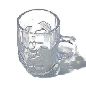 Frosted Satin Pressed Glass Espresso Cup Toothpick Holder Holly Berries